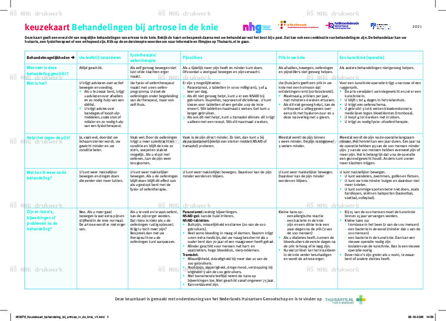Behandelingen bij artrose in de knie